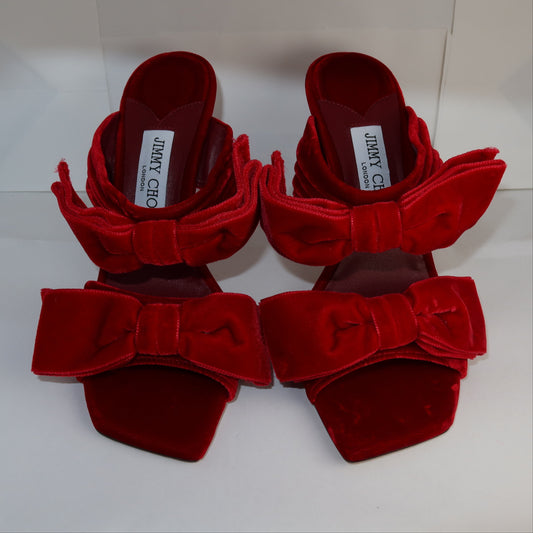 Jimmy Choo Velvet Bow Accents Slides
